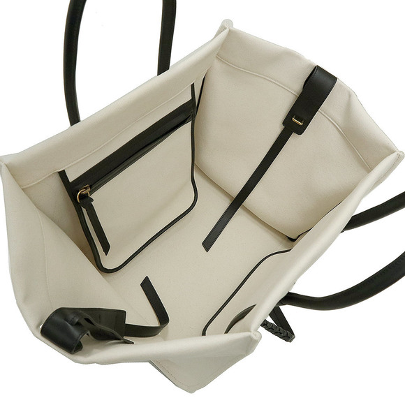 Celine Luggage Phantom Handbag Canvas Leather White Black - Picture 2 of 10